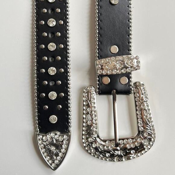Grunge Goth Cross Gemstone Belt – Black Silver Unisex Style, Brand New - Picture 3 of 12